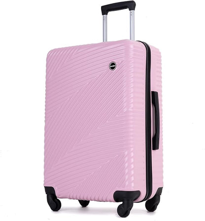 Luggage Sets 3 Piece, Hardside PC ABS Suitcase Set with Spinner Wheels, Lightweight Travel Carry-on and Checked Luggage, 3-Piece Set(20/24/28), Sakura Pink