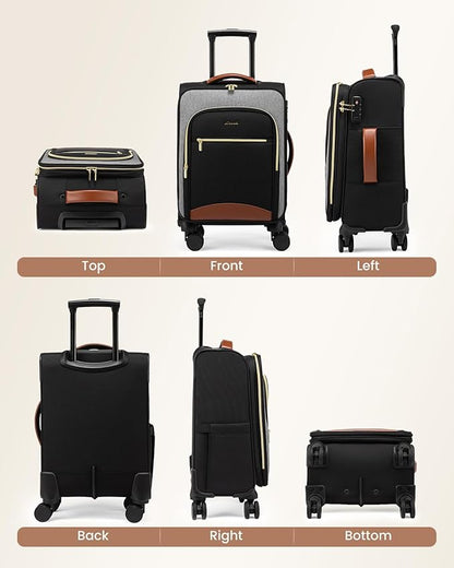 LOVEVOOK Carry On Luggage 22x14x9 Airline Approved, 20 Inch Softside Suitcases with Wheels, Lightweight Spinner Carry on Suitcase with TSA Lock, Water-Resistant Large Capacity Luggage for Travel