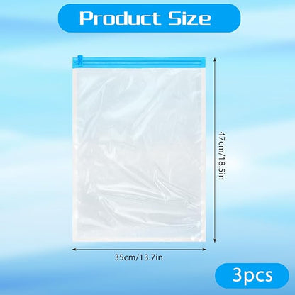 3PCS Travel Compression Bags,19.7x13.4In Roll-Up Space Saver Bags for Travel for Clothes-Reusable Space Saver Bag Vacuum Storage Bag for Luggage,Backpack,Suitcase