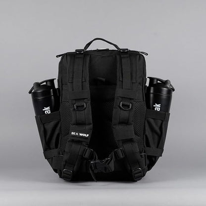 WOLFpak 35L Athletic Gym Backpack - Durable 1000D Waterproof Oxford Material with MOLLE Webbing, Laptop Pocket & Dual Cup Holders, Durable Fitness/Travel/Military Daypack (Alpha Black)