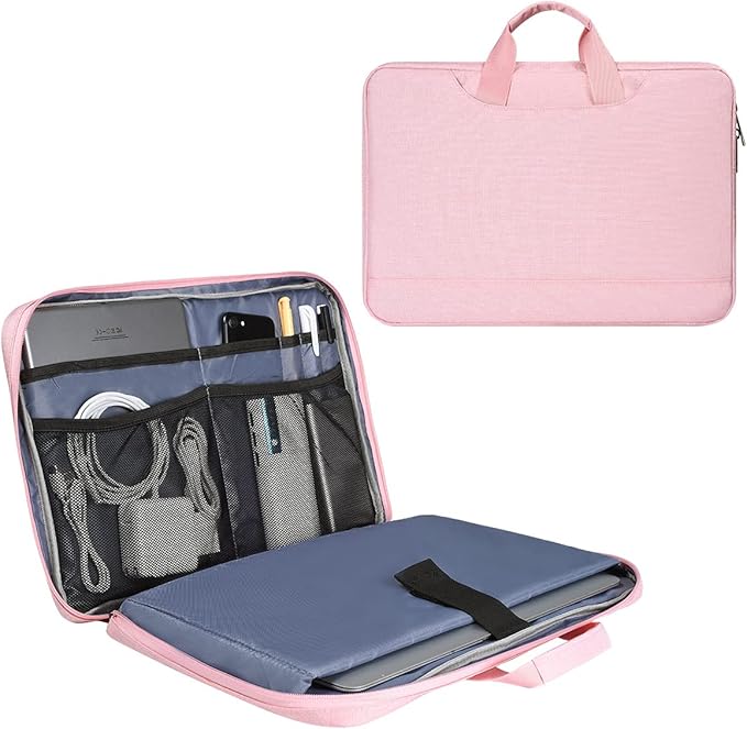 11.6-12.9 Inch Laptop Bag Sleeve Women Ladies TSA Travel Briefcase with Organizer for Lenovo Chromebook Flex 3 11, Macbook Air 13 A2337, Acer Chromebook Spin 311, Surface Pro 7/6/5/4 HP Dell Case,Pink