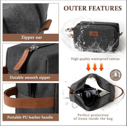 Janhavi Toiletry Bag For Men Waterproof, Personalized Laser Engraved Initials & Wheat Ear, Make Up Bag Traveling, Men's Accessories Organizer Mens Travel Bag Toiletry, Gifts for Him (Dark Grey N)
