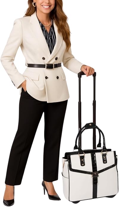 JKM and Company Alligator Compatible With Computer iPad, Laptop Tablet Rolling Tote Bag Briefcase Carryall Bag