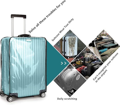 Suitcase Covers for Luggage – TSA Approved Clear PVC Luggage Protector Cover, Thick Transparent Waterproof Sleeve with Large Hook and Loop Closure, Fits 22" Wheeled Suitcases