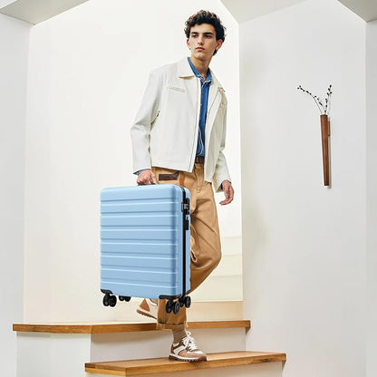 AnyZip Suitcase Hardside PC ABS Lightweight USB Luggage with Wheels TSA Lock Checked-Large 28 Inch Light Blue