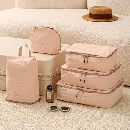 5-Piece Travel Packing Cubes Set for Luggage - Waterproof Organizer Bags for Clothes Shoes & Toiletries - Lightweight & Durable Suitcase Storage System (Gray)