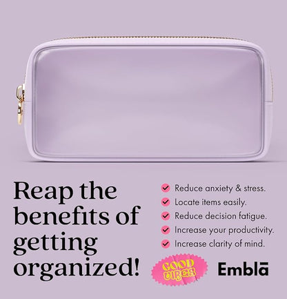 Clear Makeup Bag Zipper Pouch, Transparent Cosmetic Case Organizer, TSA Approved Travel Toiletry Case, Travel Accessories Essentials Makeup Tote for Women, Small Cute Make up Bag for Purse - Lilac