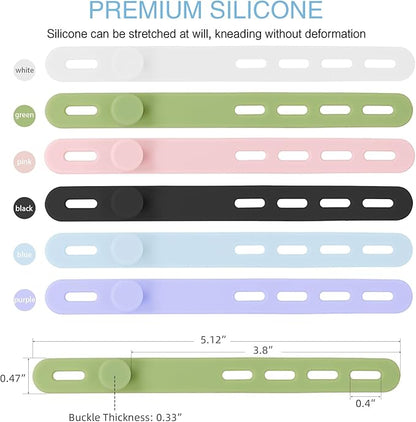 Donruby 30Pcs Silicone Cable Ties - Reusable & Washable with Locking Buckle Design, Adjustable Fastening Cable Straps, Multi-Purpose High Elasticity Cord Organizer (6 Colors)