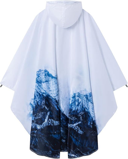 Hooded Rain Ponchos for Adult - Rain Coat and Rain Jacket with Waterproof Pocket and Zipper