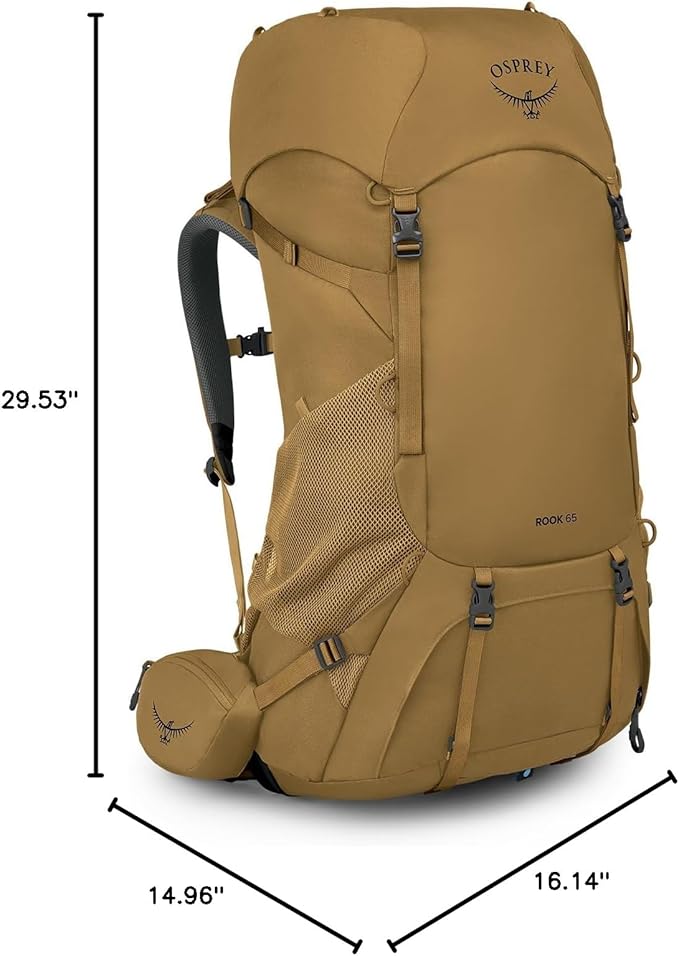 Osprey Rook 65L Men's Backpacking Backpack, Histosol Brown/Rhino Grey, Extended Fit