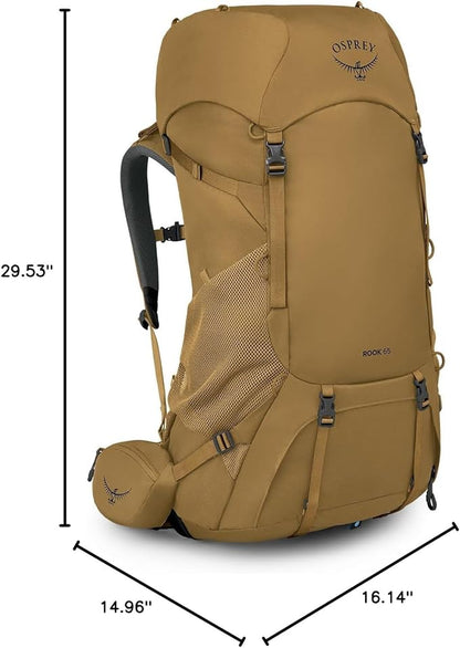 Osprey Rook 65L Men's Backpacking Backpack, Histosol Brown/Rhino Grey, Extended Fit