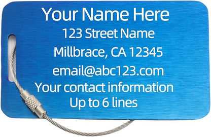 Sturdy Personalized Luggage Tags for Suitcases,Cruise Essentials Travel Tags for Luggage,Travel Bag Labels,Heavy-Duty Stainless Steel Blue Rectangular Horizontal Suitcases Tags no icon