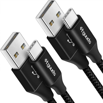 etguuds USB to USB C Cable 2ft, 2-Pack USB A to Type C Charger Cord Fast Charging for Samsung Galaxy A17 A16 A15 A26 A36 A56, S25 S24 S23 S22 S21 S20 S10 Note 20, for iPhone 17 16 15, Moto, Black