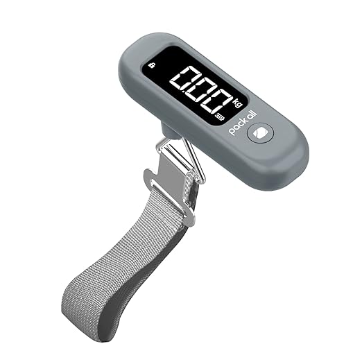 pack all 110 Lbs Luggage Scale, Digital Handheld Baggage Scale, Travel Suitcase Weight Scale with LCD Display, Battery Included, Rock Grey