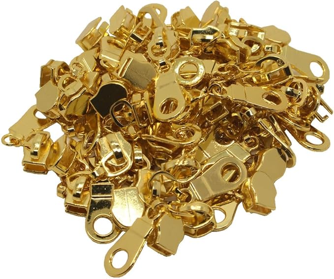 MebuZip 50PCS Gold Pulls for #5 Nylon Coil Zippers Gold Zipper Sliders for Luggages Purses Bags