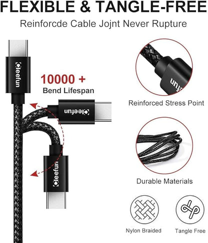 CLEEFUN USB C Cable, USB to USB C Cable, [5 Pack, 3/3/6/6/10 ft] Type C Charger Cable Fast Charging for iPhone 17 16 15 Pro Max Plus Air, for Samsung Galaxy S25 S24 S23 S22 S21 S20 S10 A17 A16 A15