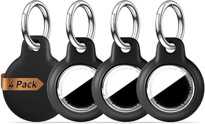 4 Pack for Airtag Holder, for Air Tag Case with Keychain, [Ultra-Thin][More Lightweight] for Airtag Case Suitable for Tracking, Backpack, Bags, Luggage(4 Black, Small)