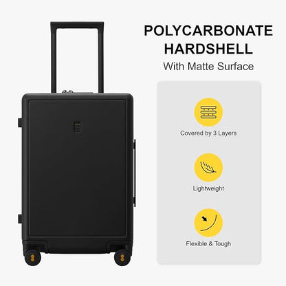 LEVEL8 Elegance Matte Luggage Set, 20 Inch Carry-on Luggage, 28“ Large Suitcase Lightweight Hardside Suitcases with Wheels,Tsa Lock,2-Piece Set(20/28), Black