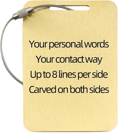Sturdy and Durable Personalized Luggage Tags for Suitcases,Cruise Essentials Travel Tags for Luggage,Travel Bag Labels,Heavy-Duty Stainless Steel Gold Rectangular Vertical Suitcases no icon