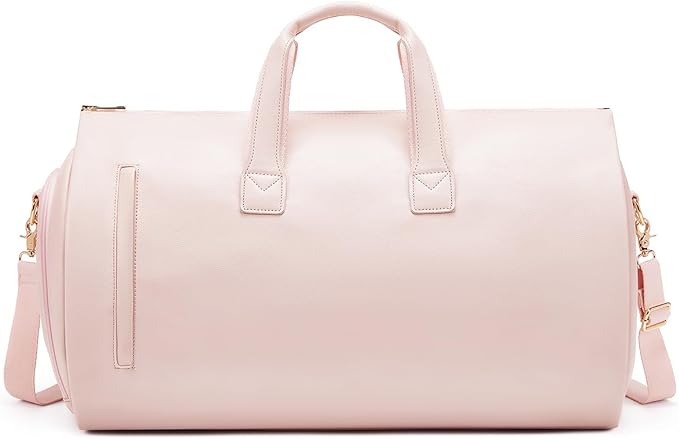 Leather Garment Bag Women, Carry on Garment Bag for Travel Convertible Garment Duffel Bag 2 in 1 Waterproof Foldable Travel Suit Bag Weekender Bag with Shoe Pouch