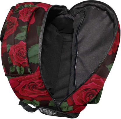 ALAZA Red Rose Flower Floral Large Backpack for Women Girls kids School Personalized Laptop iPad Tablet Travel School Bag with Multiple Pockets