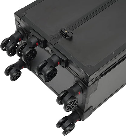 Professional Rolling Makeup Case 4 Drawers Pro Artist Cosmetic Train Cases Hairstylist Travel Case with Multiple Compartments & Hair Dryer Holder
