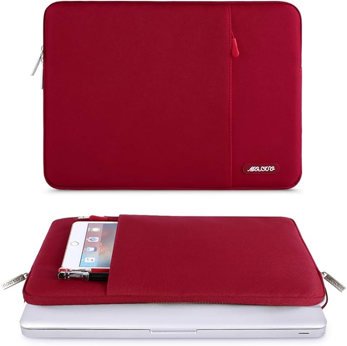 MOSISO Laptop Case 14 inch, 14 inch Laptop Sleeve Compatible with HP Lenovo Dell ASUS Acer, HP Stream, Dell Latitude, Lenovo IdeaPad, Polyester Vertical Computer Sleeve Bag with Pocket, Red