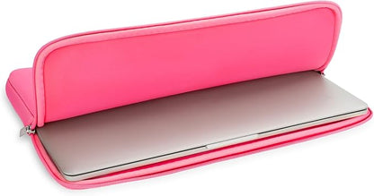 RAINYEAR 15.6 Inch Laptop Sleeve Protective Case Soft Carrying Zipper Bag Cover Compatible with 15.6" Notebook Computer Ultrabook Chromebook (Bright Pink)