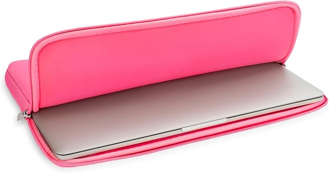 RAINYEAR Laptop Sleeve Case Compatible with 13.3 Inch Notebook Computer Tablet Chromebook 14" MacBook Pro/Max M1 M2 M3 M4 M5 Soft Cover Protective Case Zipper Carrying Bag (Bright Pink)