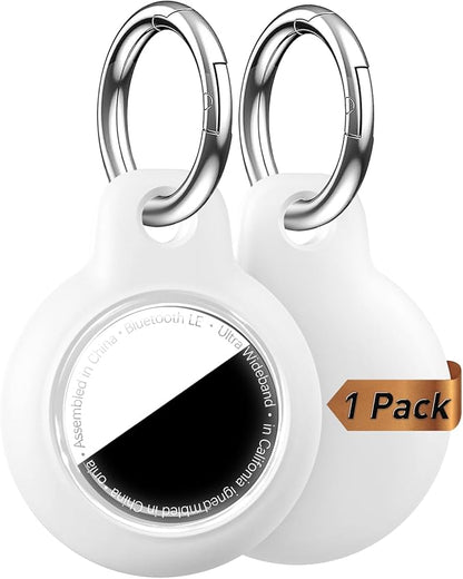 [1-Pack] Upgrade for Airtag Case, Waterproof & Shockproof Cover with Keychain for Apple for AirTag, Anti-Scratch Tracker Accessory for Backpack, Bag, Luggage (White)