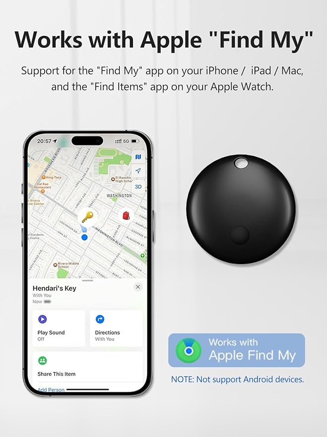 Tracker Tags, Item Finder Work with Apple Find My (iOS Only), Tracking Device Locator Smart Tag for Luggage, Keys, Wallet, Bike, Bags (Multi-Color, 4 Pack)