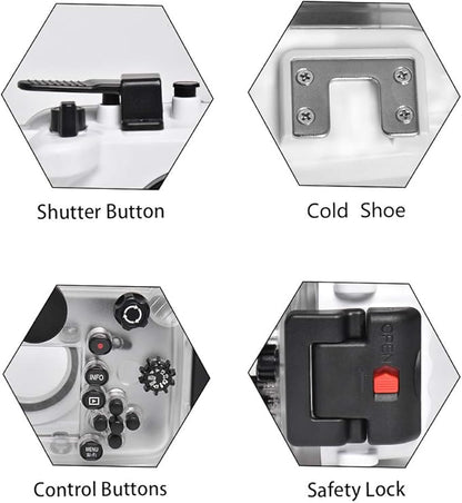 Seafrog WPC-TG6 Waterproof housing case Underwater Diving 195FT/60M Works for Olympus TG-6 Cameras White(Housing + Red Filter)