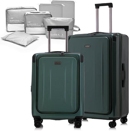 Premium Carry On Luggage, 20Inch+29 Inch Top Opening Airline Approved ABS+PC Hard Shell Suitcases with Silent Wheels, TSA Lock,Front Pocket and Wet-dry Separated Six-piece Set