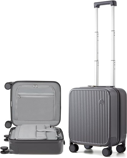 mixi Underseat Carry on Luggage 16 Inch Hardshell PC Suitcase with Spinner Wheels TSA Lock for Travel, Rock Gray