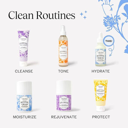 LilyAna Naturals Retinol Serum - Made in USA, Anti Aging Face Serum with Hyaluronic Acid and Vitamin E, Reduces Age Spots and Sun Damage, Promotes Collagen and Elastin (Retinol, 1oz)
