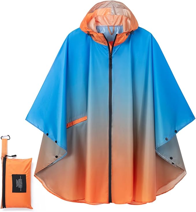 Fashion Hooded Rain Poncho Waterproof Raincoat Jacket with pocket for Women/Men/Adult