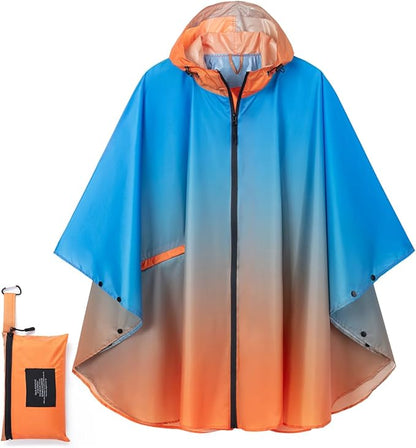 Fashion Hooded Rain Poncho Waterproof Raincoat Jacket with pocket for Women/Men/Adult