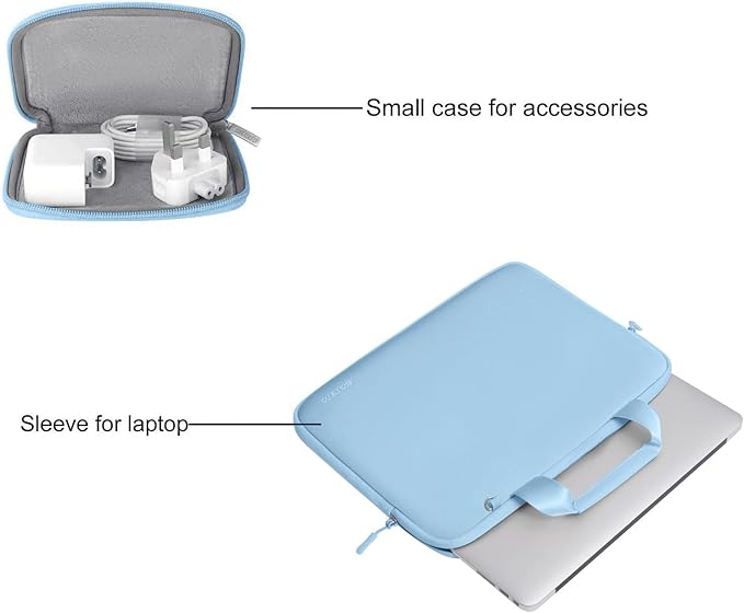 MOSISO Laptop Case 13.3 inch, 13-13.3 inch Laptop Sleeve Bag Compatible with MacBook Air/Pro 13 / Pro 14, HP Dell ASUS, Neoprene Carrying Computer Bag with Handle&Detachable Small Case, Air Blue