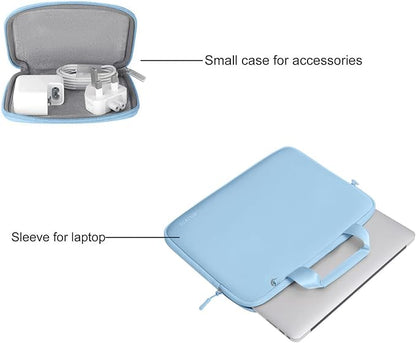 MOSISO Laptop Case 13.3 inch, 13-13.3 inch Laptop Sleeve Bag Compatible with MacBook Air/Pro 13 / Pro 14, HP Dell ASUS, Neoprene Carrying Computer Bag with Handle&Detachable Small Case, Air Blue