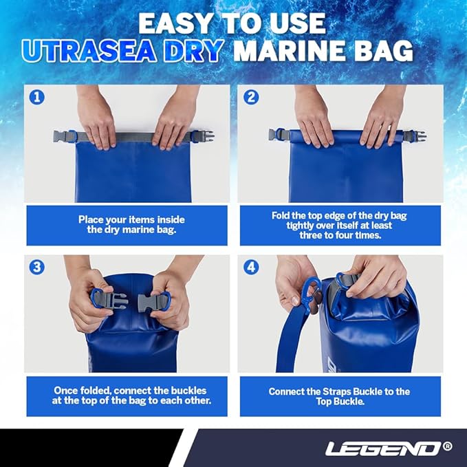 Legend UltraSEA Waterproof Dry Bag 5L/10L/20L/30L - Drybag Waterproof Bag for Kayaking, Swimming & Travel, Roll Top Floating Dry Bag, Lightweight Dry Sack for Boating, Rafting and Beach - 10L Blue