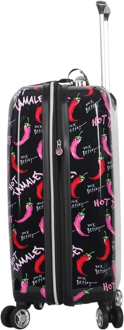 Betsey Johnson Designer 20 Inch Carry On - Expandable (ABS + PC) Hardside Luggage - Lightweight Durable Suitcase With 8-Rolling Spinner Wheels for Women (TAMALE, 20in)