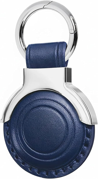 Genuine Leather for AirTag Holder Keychain for AirTag - Premium Handmade Protective Case Cover Accessories with Key Ring, Secure Hidden Design, All-in-One Package, Dark Blue