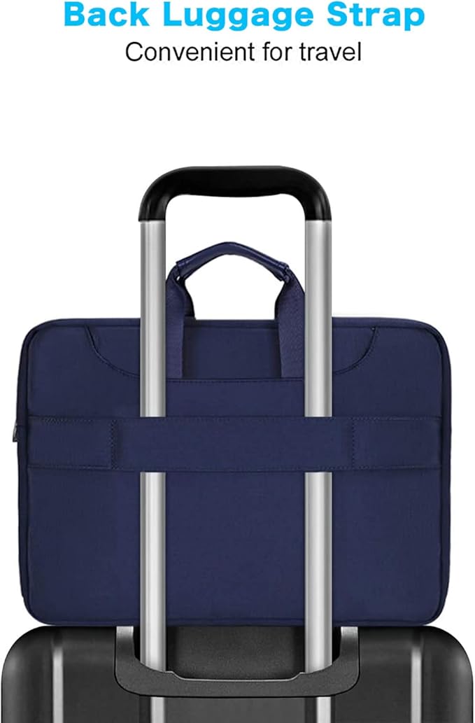 MOSISO 360 Protective Laptop Shoulder Bag Compatible with MacBook Air/Pro, 13-13.3 inch Notebook, Compatible with MacBook Pro 14 inch M5 M4 M3 M2 M1,Matching Color Sleeve with Belt, Navy Blue