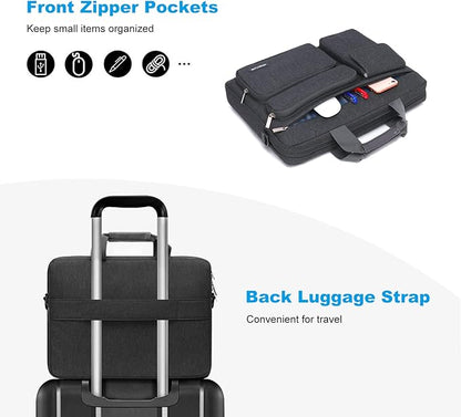 MOSISO Laptop Shoulder Bag 13.3 inch, 13-14 inch Computer Bag Compatible with MacBook Air/Pro 13 / Pro 14, HP Dell ASUS Lenovo with 2 Raised&1 Flapover&1 Horizontal Pocket&Handle&Belt, Slate Gray