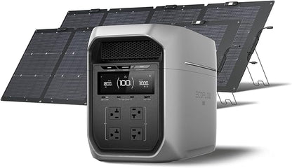 EF ECOFLOW Portable Power Station DELTA 3 MAX Plus with 2X220W Solar Panel, 3000W Max Output, Fast 0–80% Recharge in 64mins, Reliable Home Backup & RV Camping