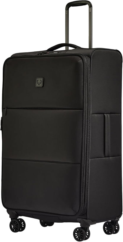 ANTLER - Soft Stripe Large Luggage - 31" Softside Suitcase, Durable, Lightweight & Expandable, 4 Spinner Wheels - Adjustable Handle, TSA Lock, Black