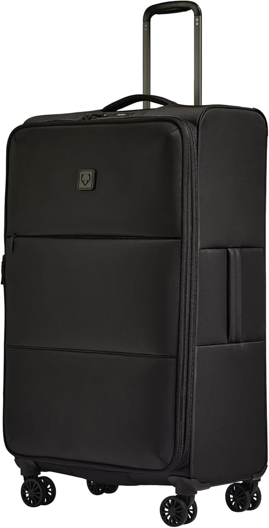 ANTLER - Soft Stripe Large Luggage - 31" Softside Suitcase, Durable, Lightweight & Expandable, 4 Spinner Wheels - Adjustable Handle, TSA Lock, Black