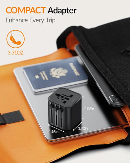 SooPii Universal Travel Adapter Worldwide, Travel Plug Adapter with AC Outlets(Type A C G I), Small International Socket Adapter for UK, US, Europe, Japan, Ireland, Australia 200+ Countries