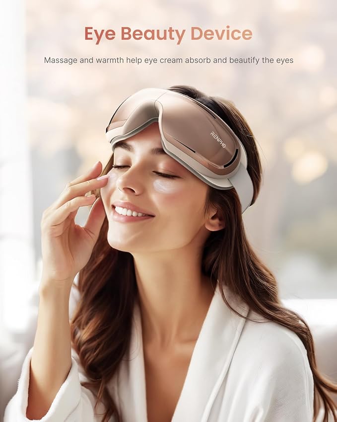 RENPHO Eyeris 3 Eye Massager with Heat and Cooling, Christmas Birthday Gifts for Women Mom Her Girls, Heated Eye Sleep Mask with Voice Control for Migraines, Reduce Dry Eyes, Temple Stye Eye Care