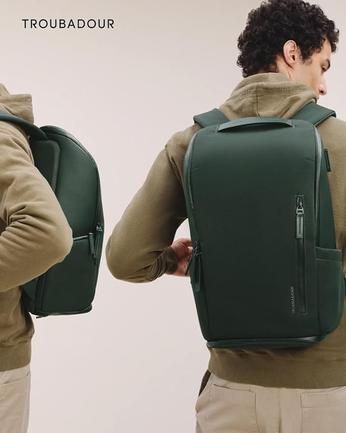 Troubadour Pioneer Backpack 3.0 - Premium Everyday Bag with Padded Laptop Section, Ventilated Shoe Compartment & Sustainable Waterproof Material - All-Day Lightweight Comfort Design - Obsidian Green